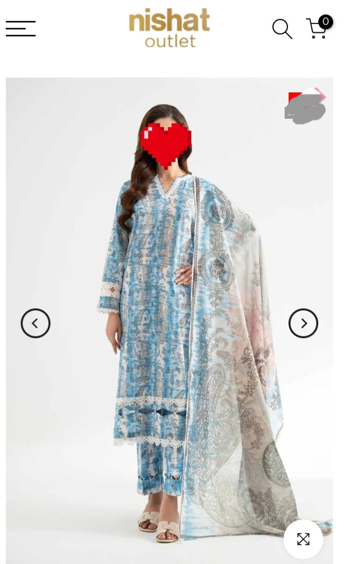 Original Nishat Linen Printed Lawn 3 Piece | HR BRANDS SALE MELA