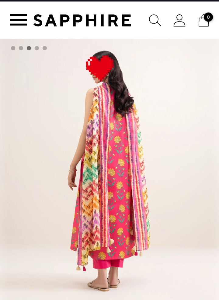 SAPPHIRE(outlet Stock) printed Lawn 3piece