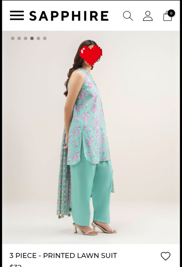 SAPPHIRE(outlet Stock) printed Lawn 3piece