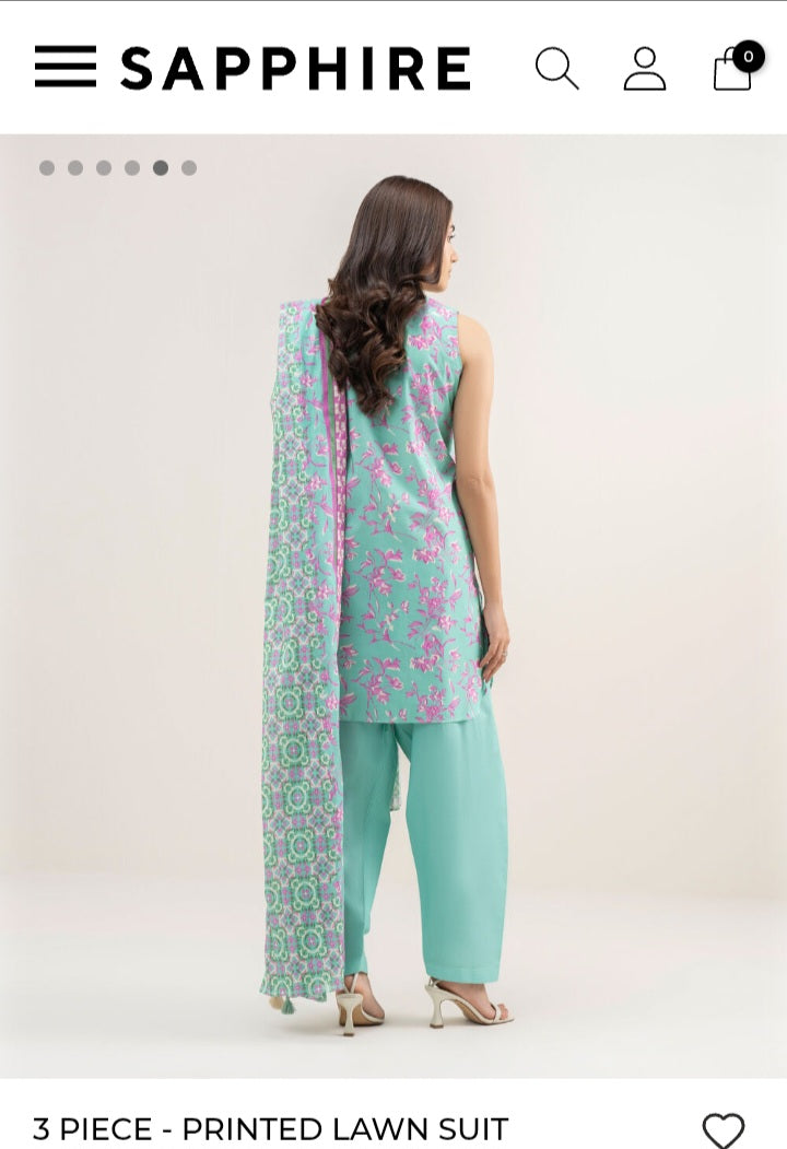 SAPPHIRE(outlet Stock) printed Lawn 3piece