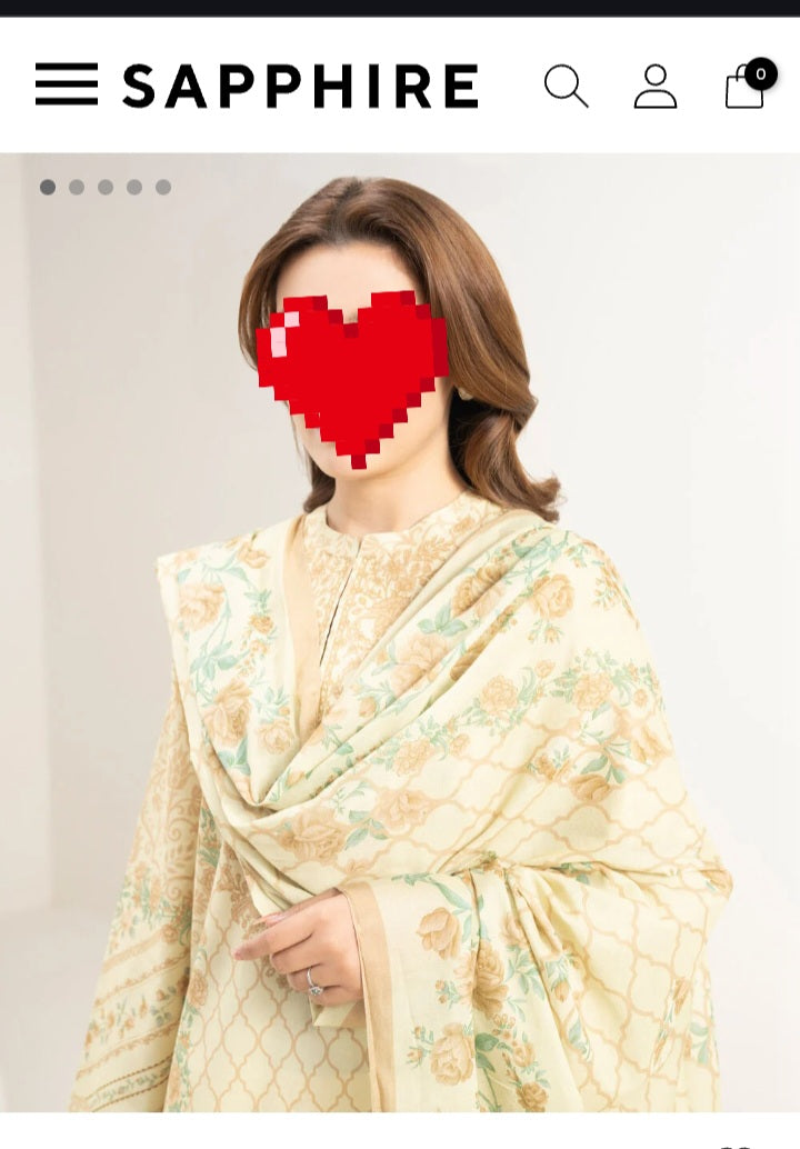 SAPPHIRE(outlet Stock) printed Lawn 3piece